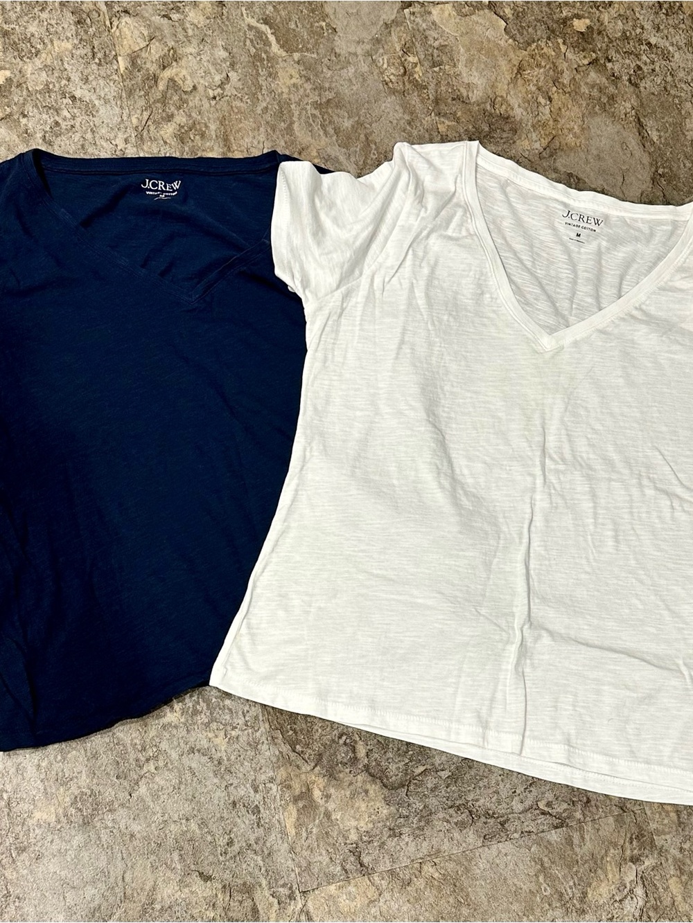 J. Crew Short Sleeve V-Neck Tees - Navy & White